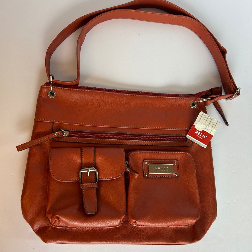 Relic Brand Burnt Orange Crossbody Bag‎ Organizer Pockets Shoulder Handbag